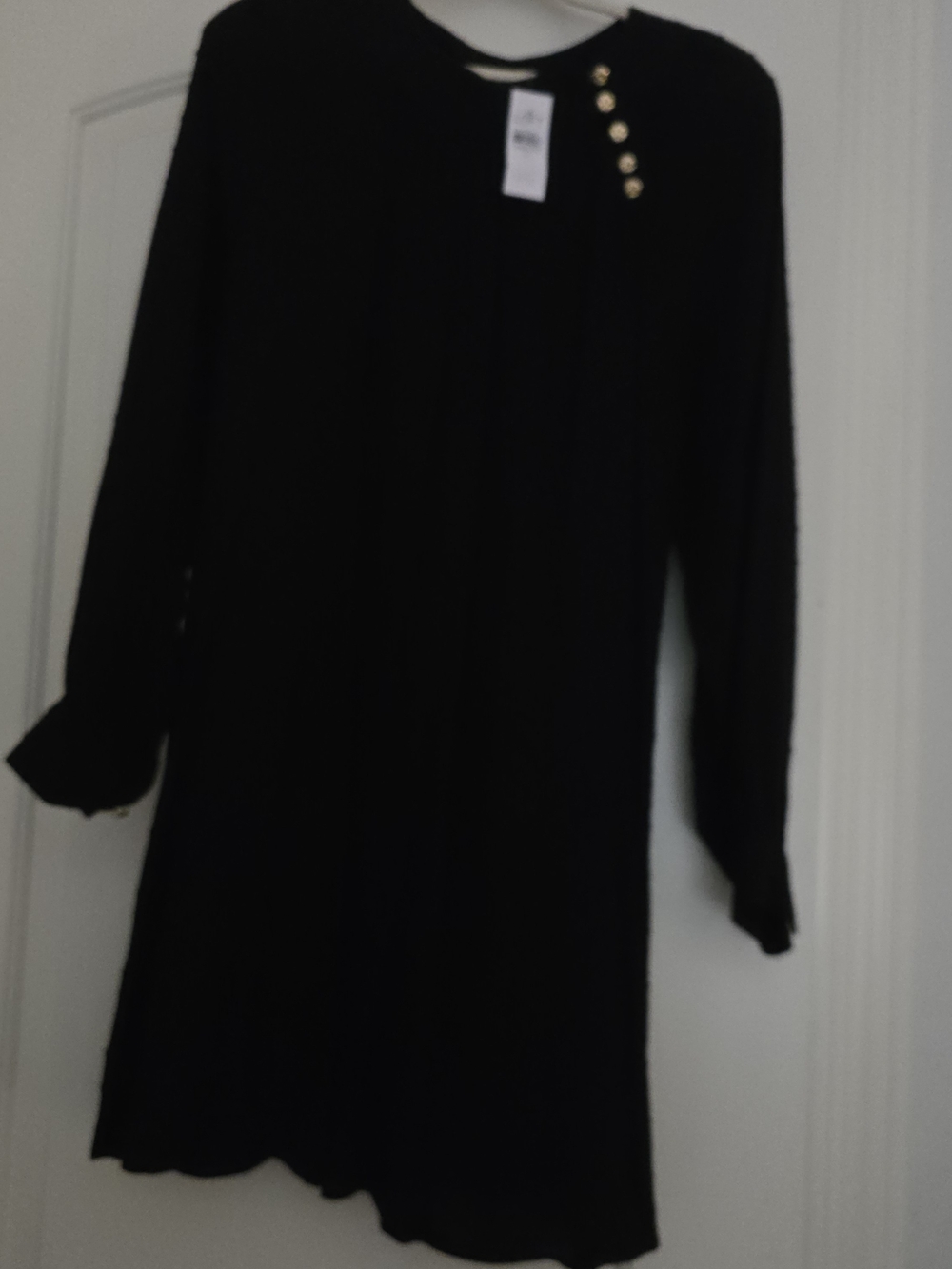 Black Long-Sleeve Button-Accent Women’s Dress